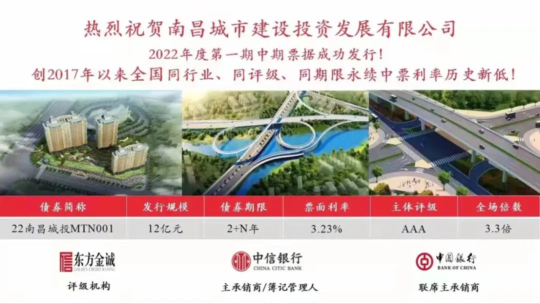 2022首戰(zhàn)告捷！南昌城投集團(tuán)成功發(fā)行12億元中期票據(jù)